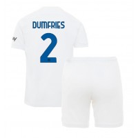 Inter Milan Denzel Dumfries #2 Bortedraktsett Barn 2023-24 Kortermet (+ Korte bukser)